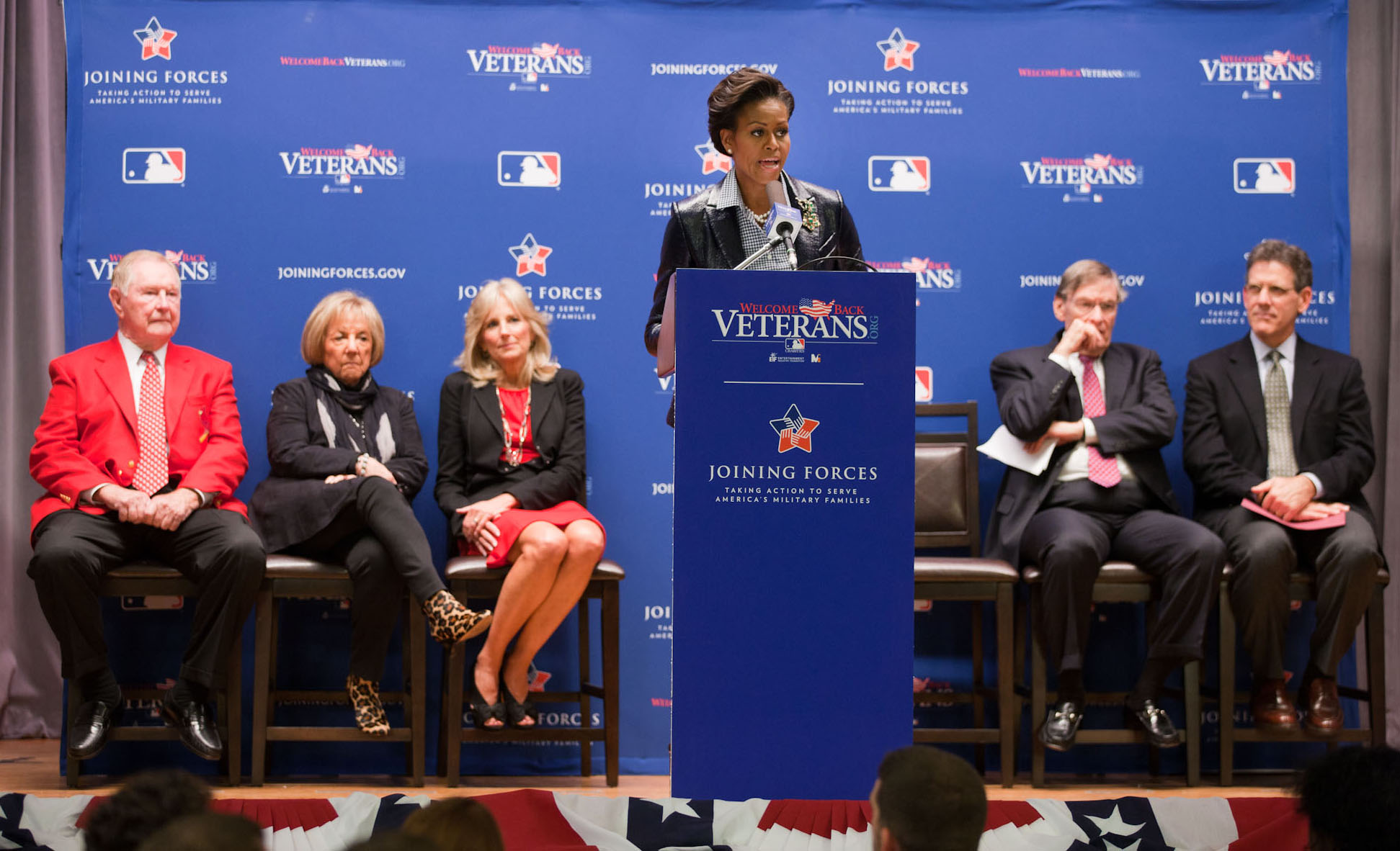 First Lady Michelle Obama and Dr. Jill Biden join representatives from Major League Baseball