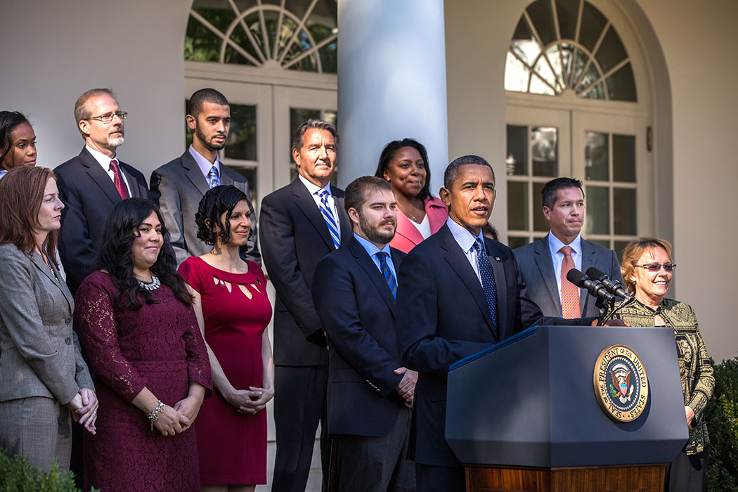 President Barack Obama delivers remarks on the Affordable Care Act during a statement in the Rose Garden