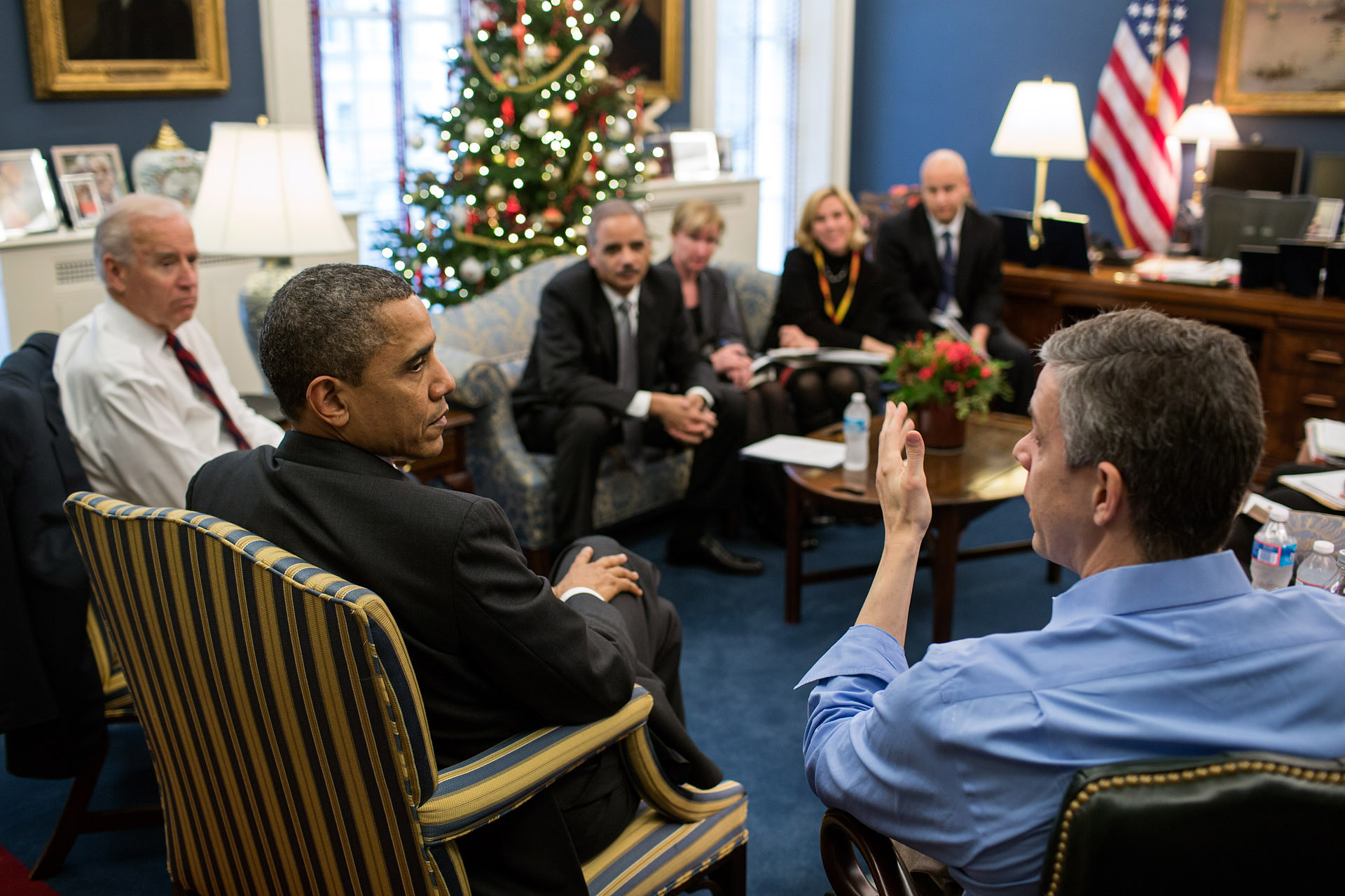 President Obama Listens To Secretary Duncan