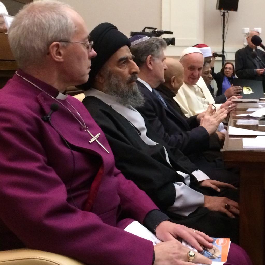 Pope Francis joins global religious leaders to sign the Joint Declaration of Religious Leaders Against Modern Slavery