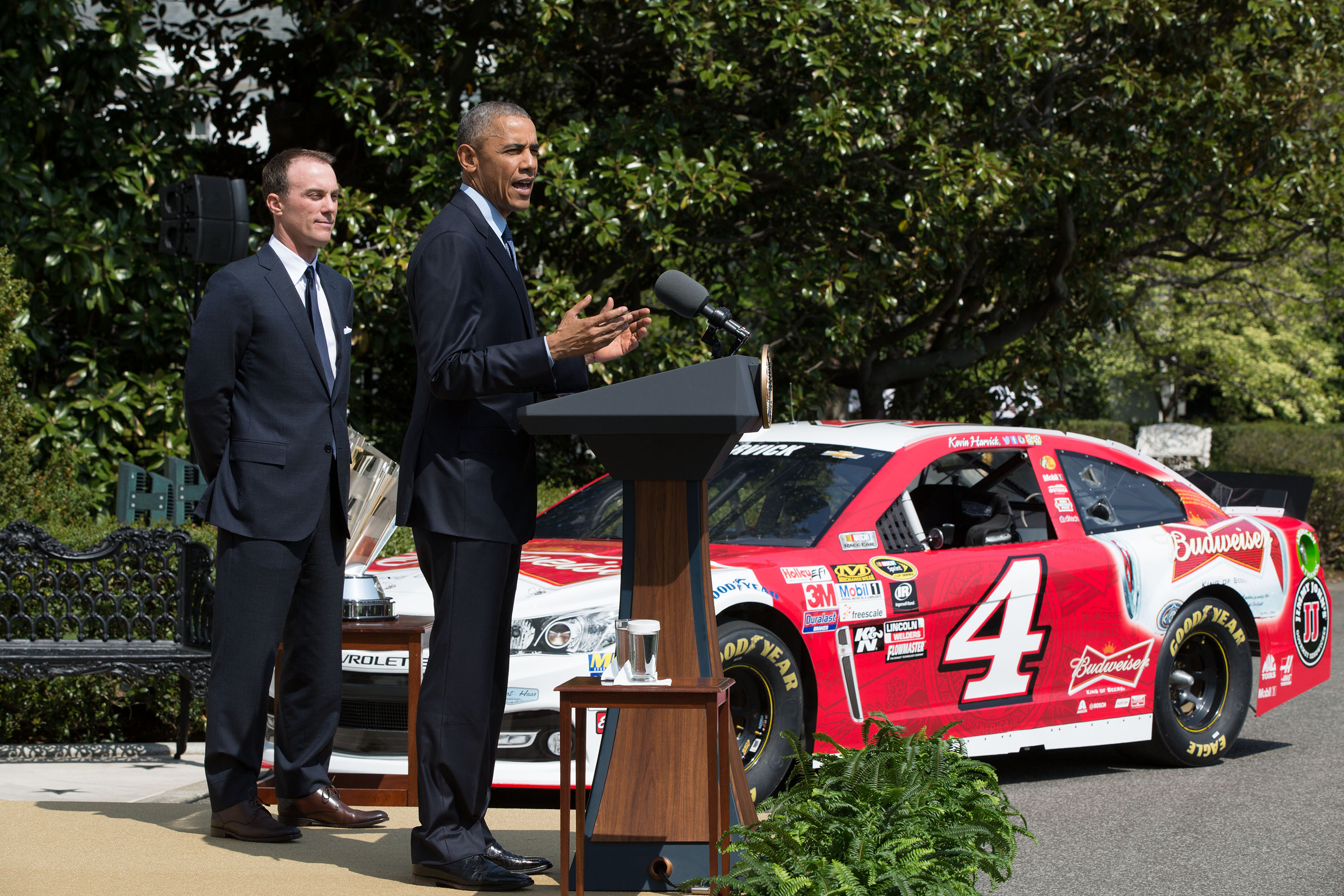 President Obama and Kevin Harvick on South Lawn