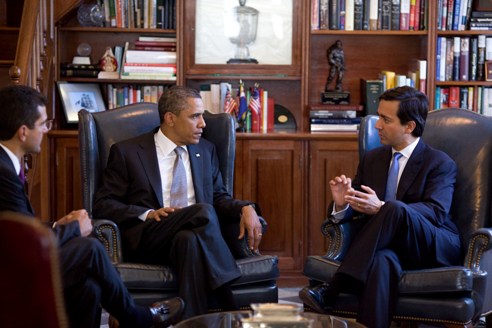 President Obama meeting Governor Fortuno and Rep. Pedro Pierluisi