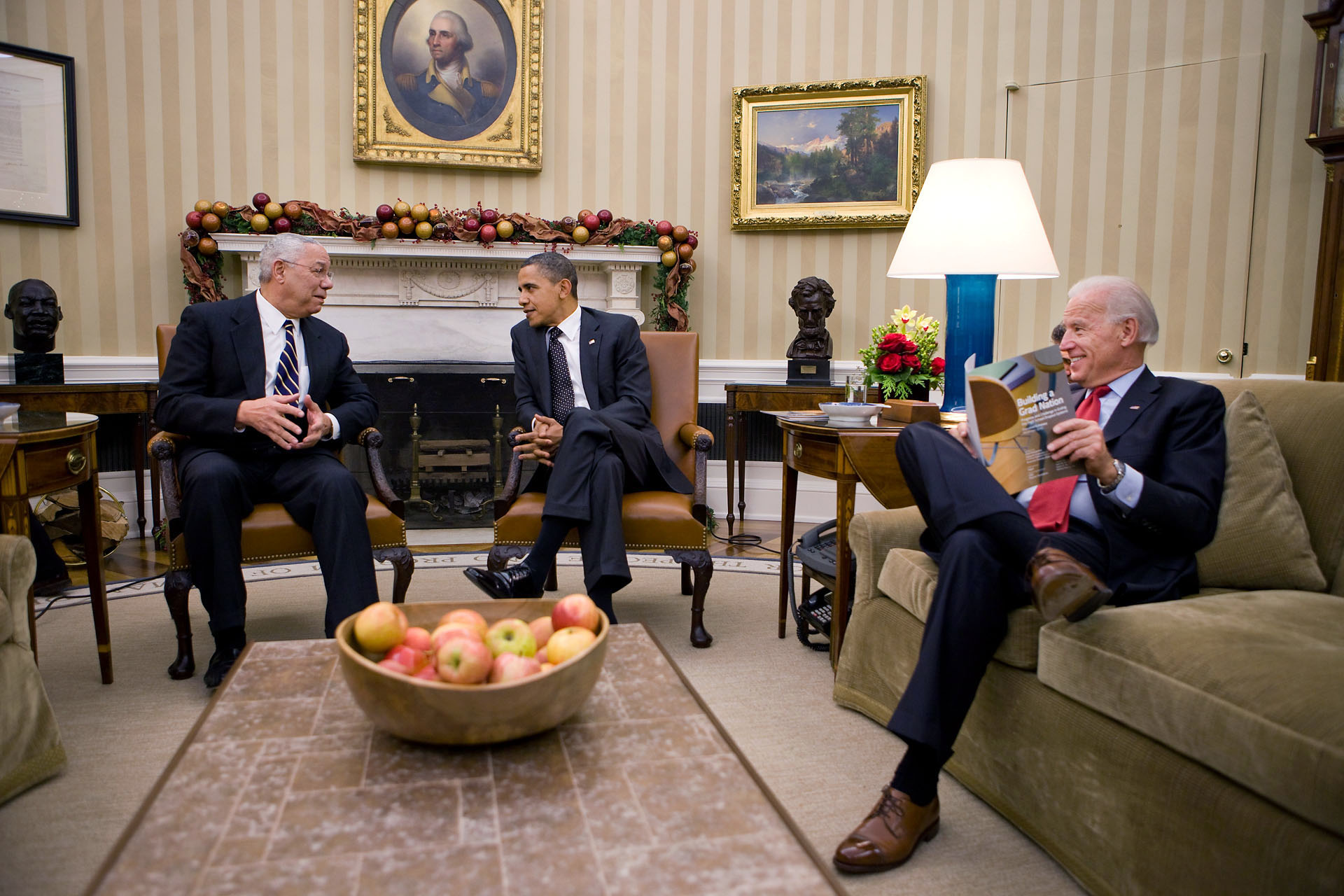 The President and Vice President Meet With Former Secretary of State Colin Powell