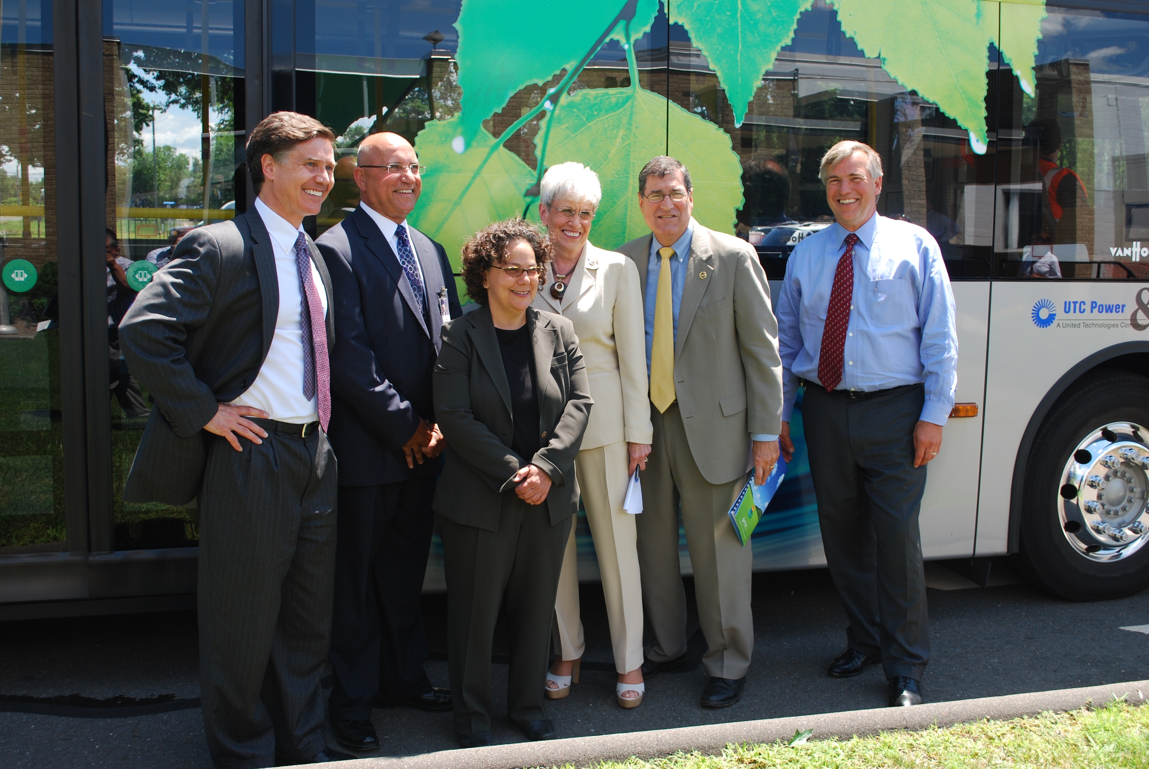 Sutley In Front of UTC Power Fuel Cell Bus