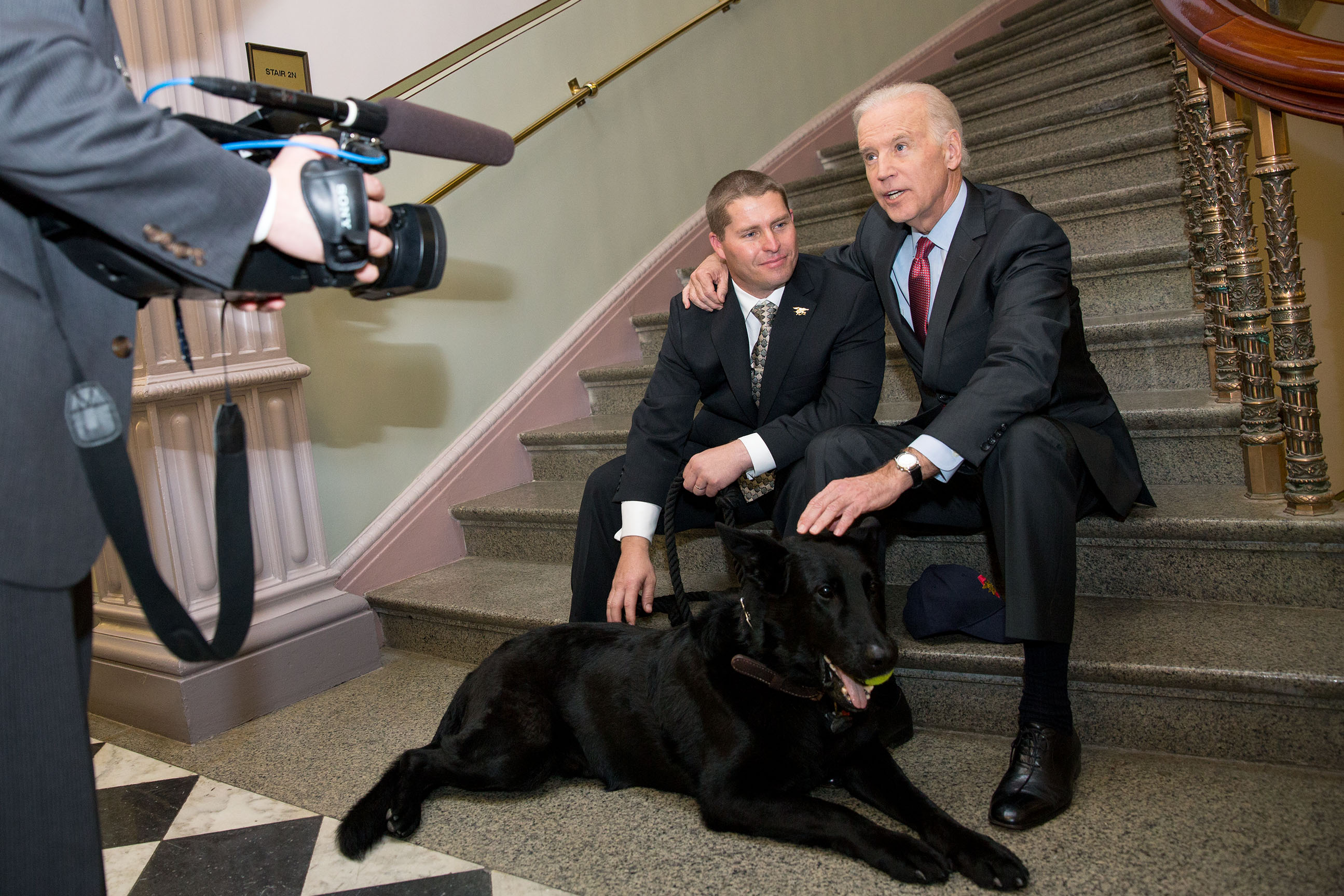 Vice President Joe Biden meets with SEAL dog “Chopper”