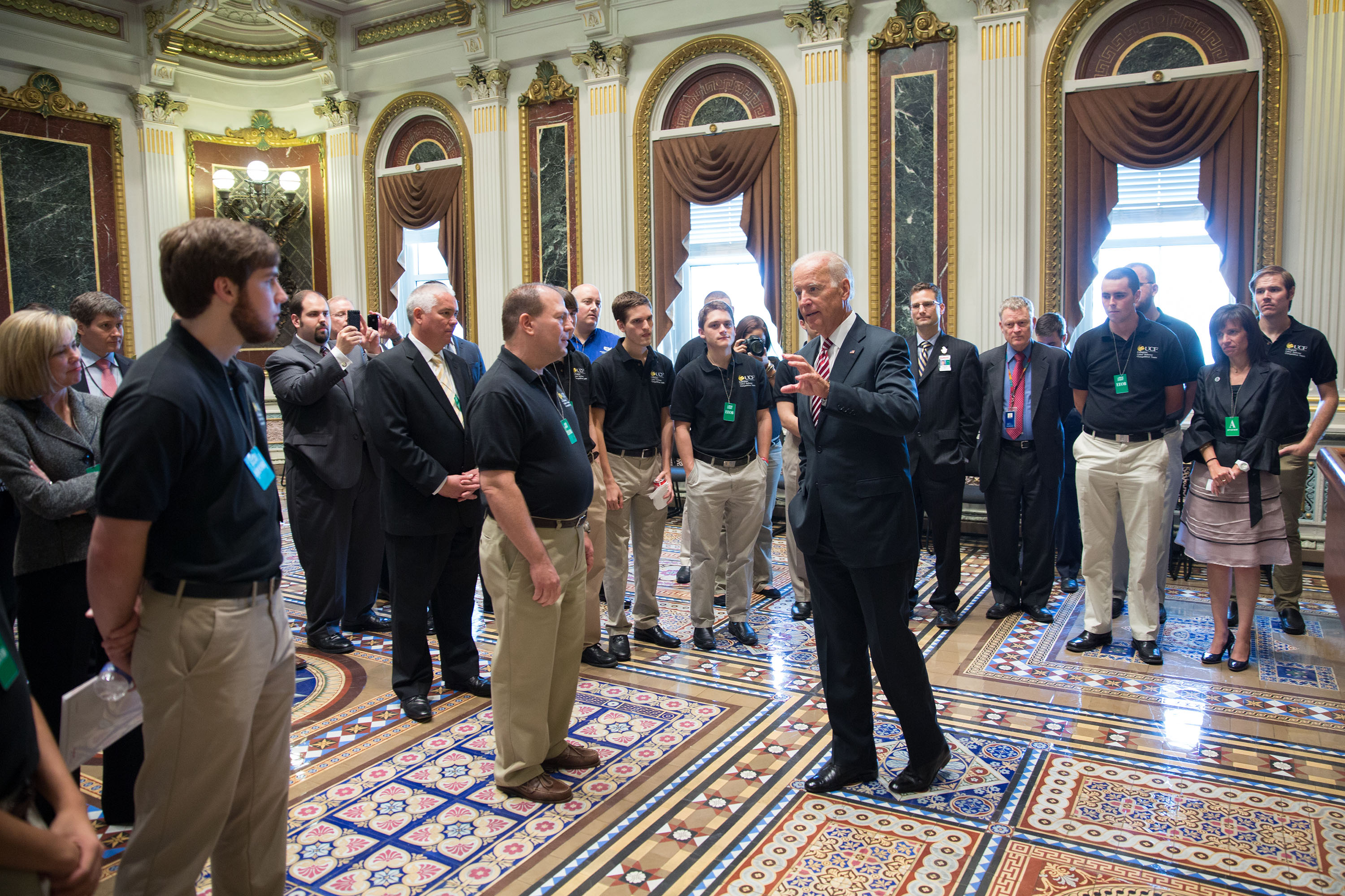 Vice President Joe Biden speaks to the 2014 National Collegiate Cyber Defense Competition Champions