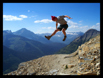 A tourist in Glacier National Park