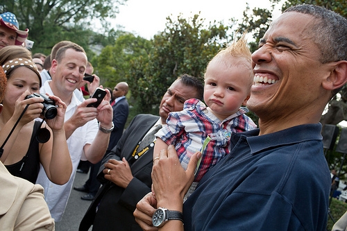 Holding a baby on July 4th