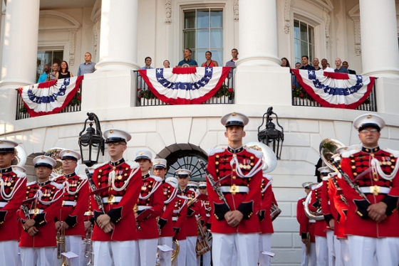 President Barack Obama delivers remarks to military service personnel and their families during the Fourth of July celebration