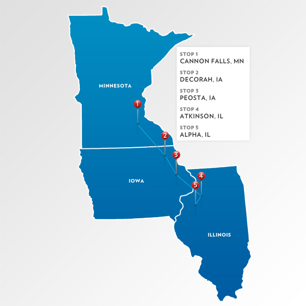 map of President Obama's Rural Tour 2011