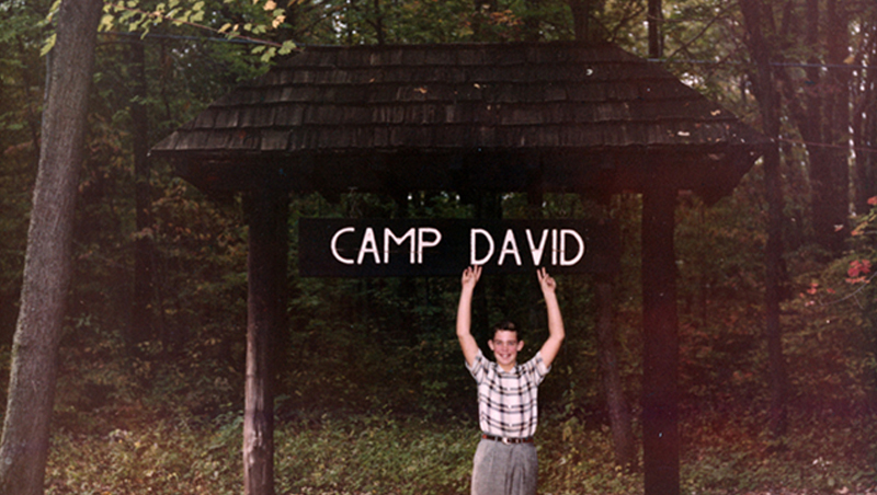 David at the Camp David Sign