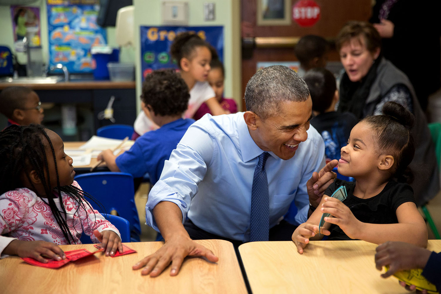 The President visits with Akira Cooper