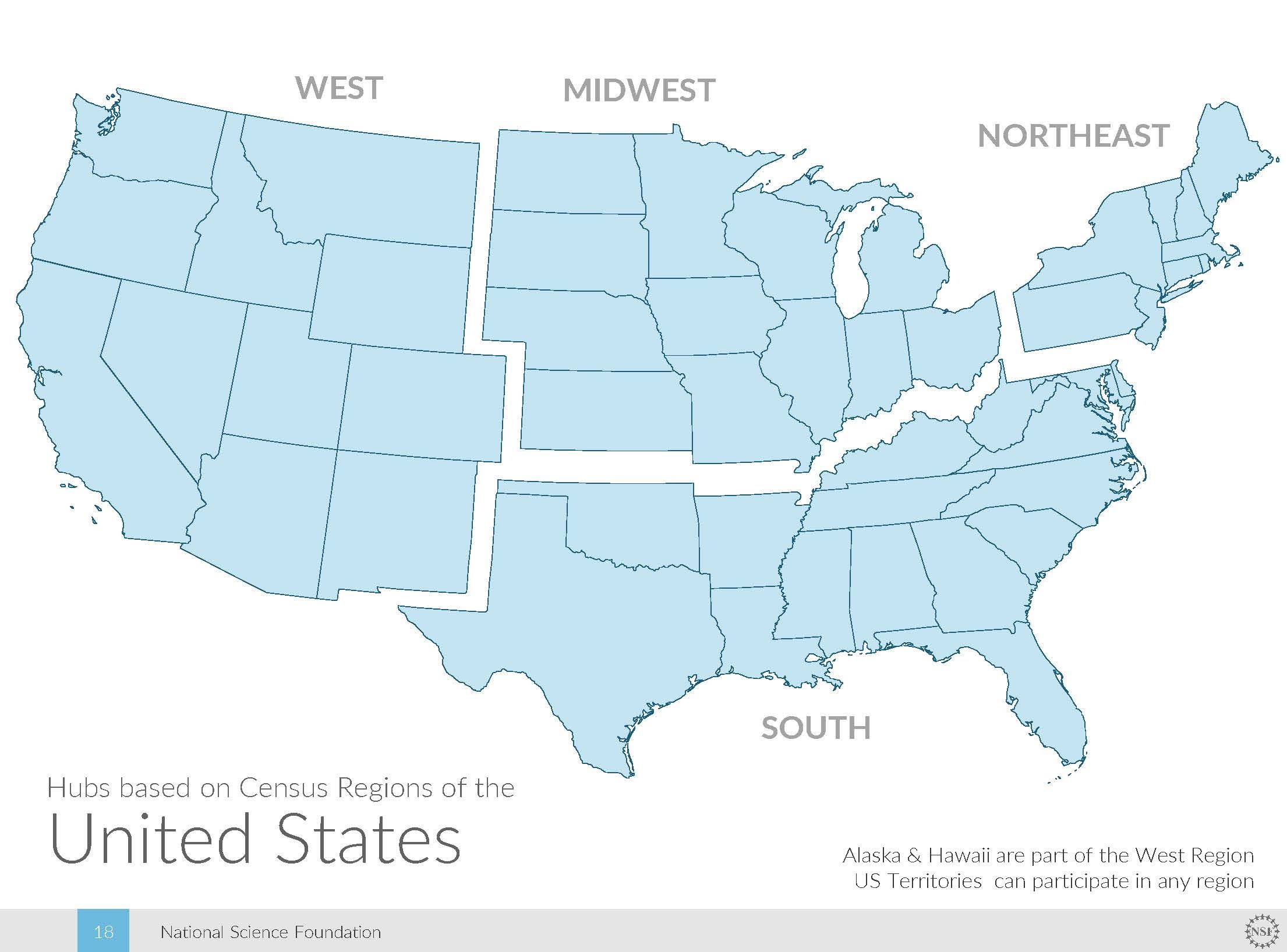 Map of the Big Data Regional Innovation Hubs.