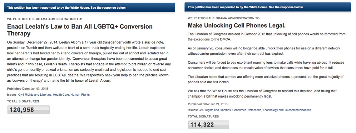 Two successful petitions