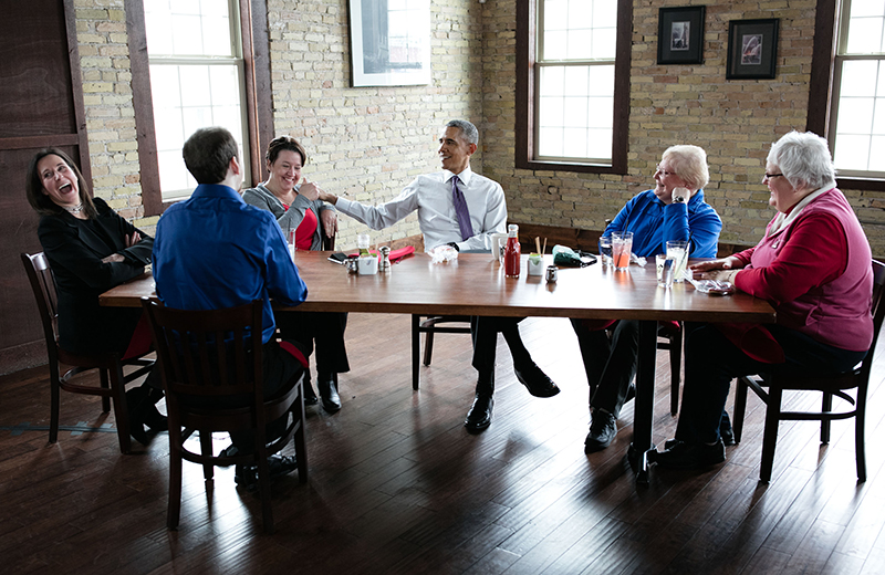 President Obama with ACA letter writers in Milwaukee