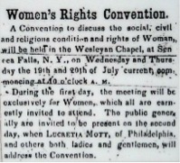 Call to the First Women’s Rights Convention. Seneca County Courier, July 14, 1848. Courtesy of the National Park Service.