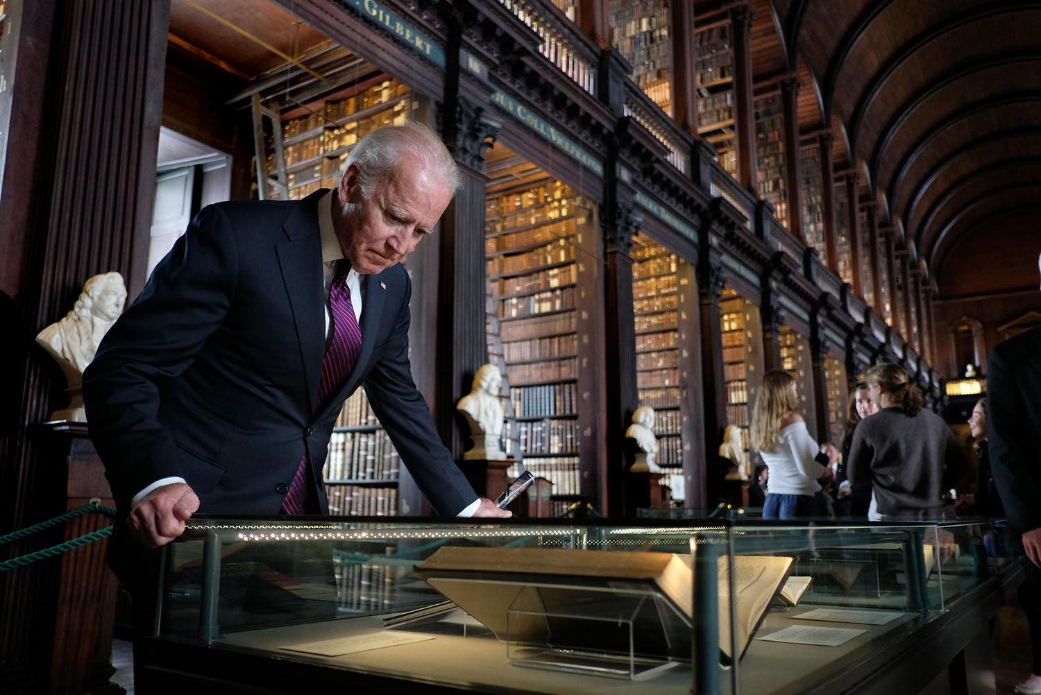 Vice President Joe Biden looks at James Joyce manuscripts in the Trinity College Library, in Dublin, Ireland, June 24, 2016. (Official White House Photo by David Lienemann)