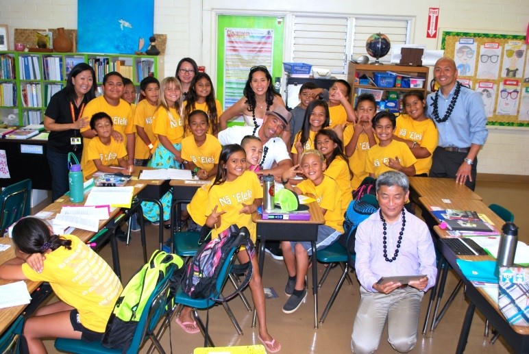 Commissioners Linda Pham, Billy Dec, Bill Imada, Shekar Narasimhan, Lorna Randlett, and Maulik Pancholy participate in visits to Halau Ku Mana and Ka Waihona o ka Na’auao Public Charter Schools. (Photos by Billy Dec)