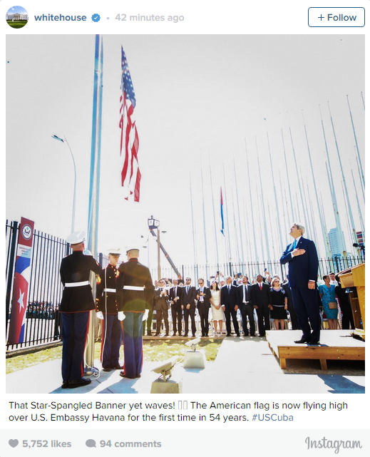 The American flag is raised in Cuba