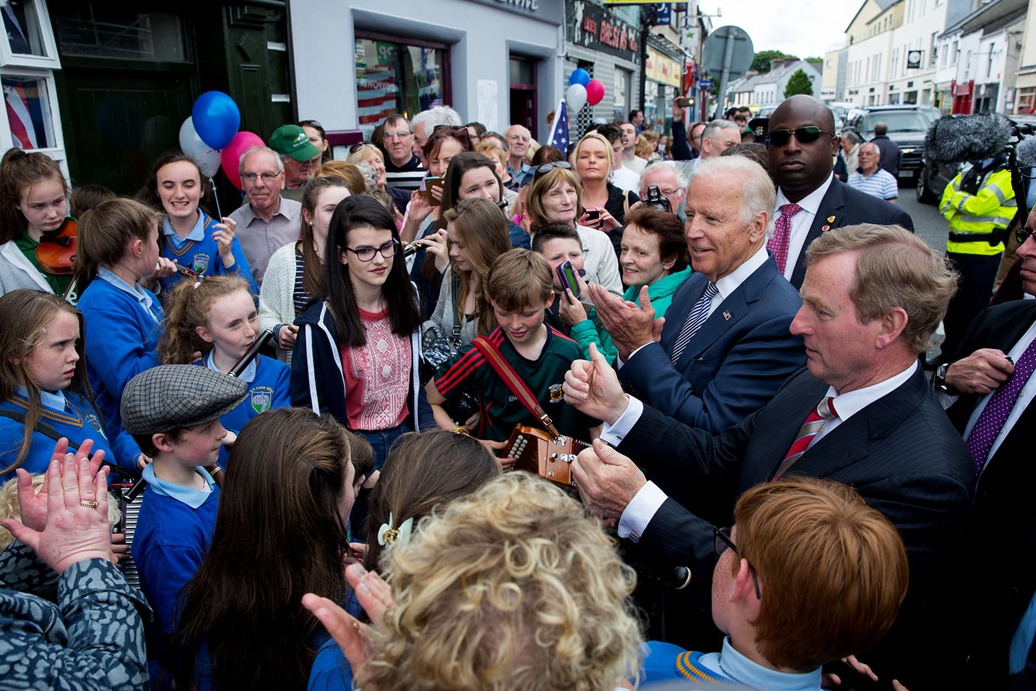Vice President Joe Biden and Taoiseach Enda Kenny shake hands with people in Ballina, Ireland, June 22, 2016. (Official White House Photo by David Lienemann)