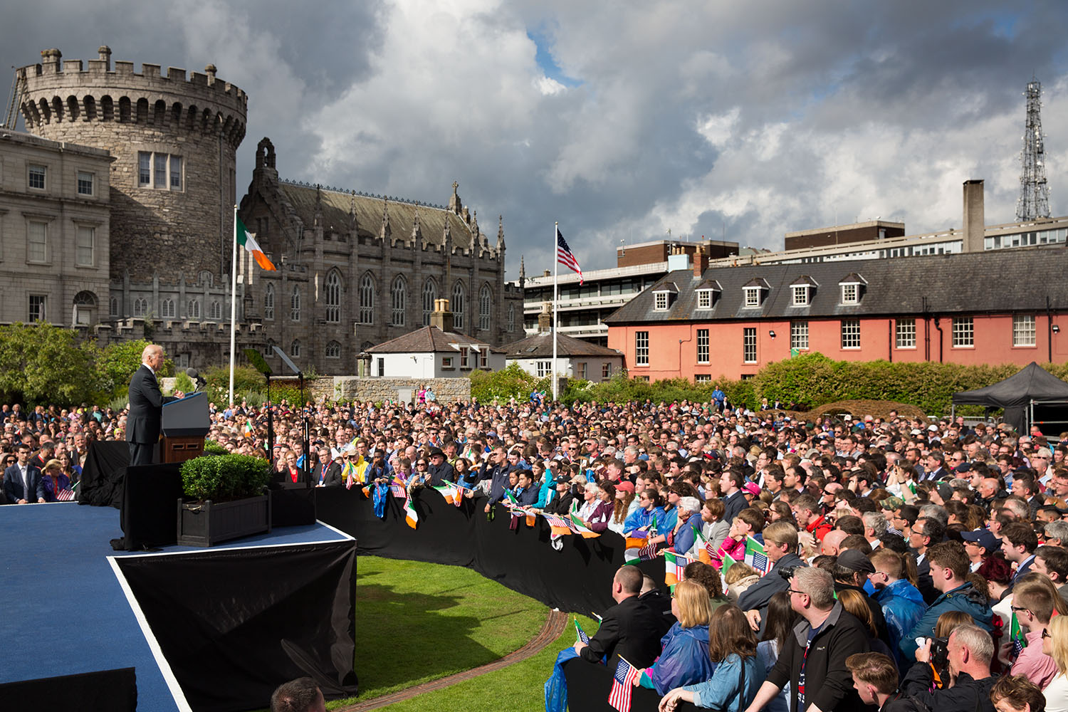 Vice President Joe Biden delivers remarks on the shared heritage of our two nations, and the values of tolerance, diversity and inclusiveness, at Dublin Castle in Dublin, Ireland, June 24, 2016. (Official White House Photo by David Lienemann)