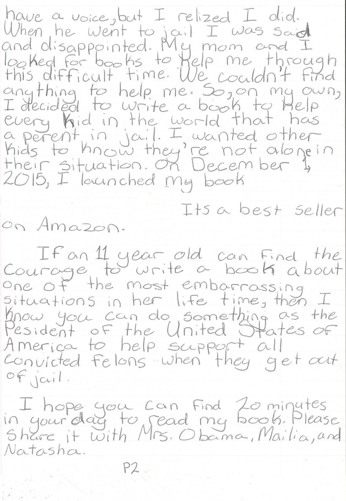 Page 2 of Madison's Letter to President Obama