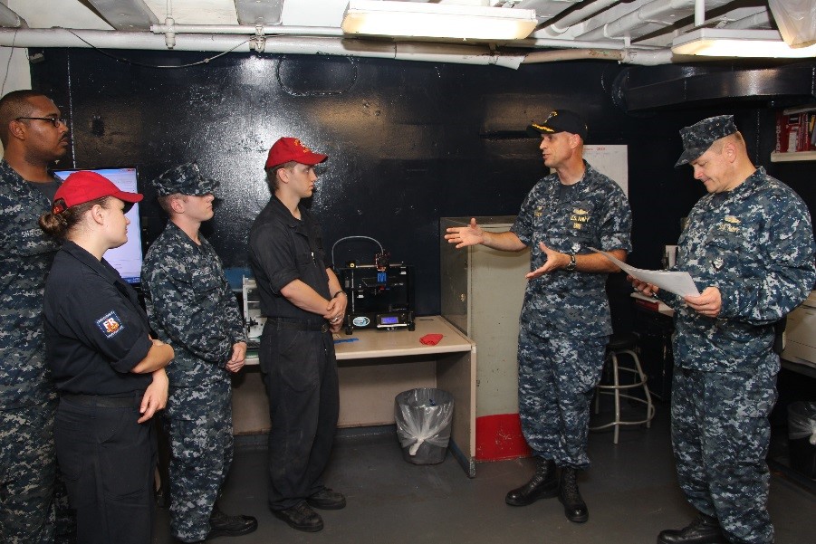 Captain Steve Stancy discusses the capabilities of the Fab Lab in Norfolk.