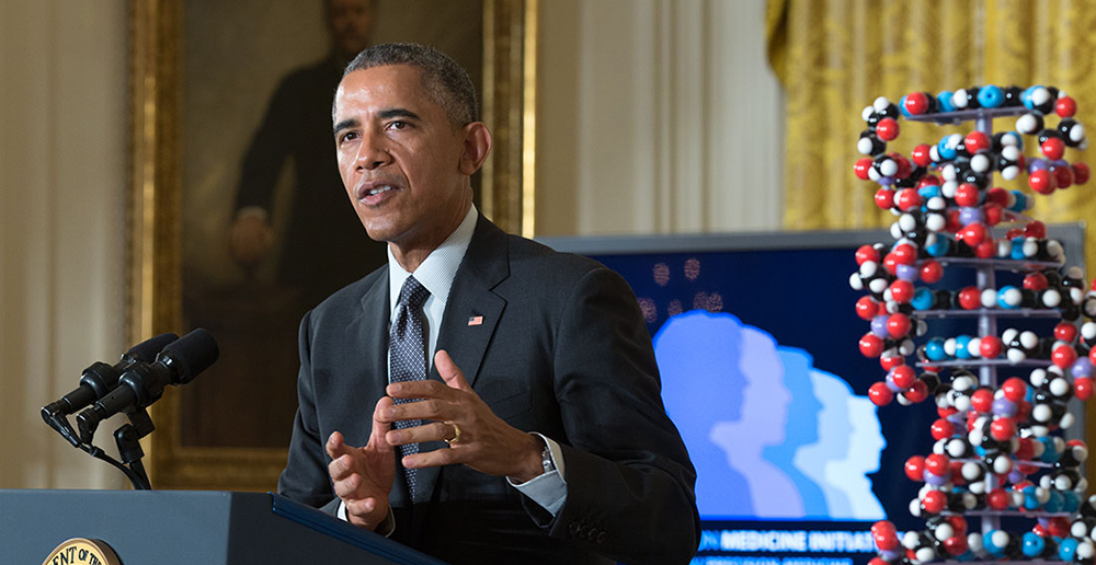 President Obama gives a speech launching the Precision Medicine Initiative in January 2015.