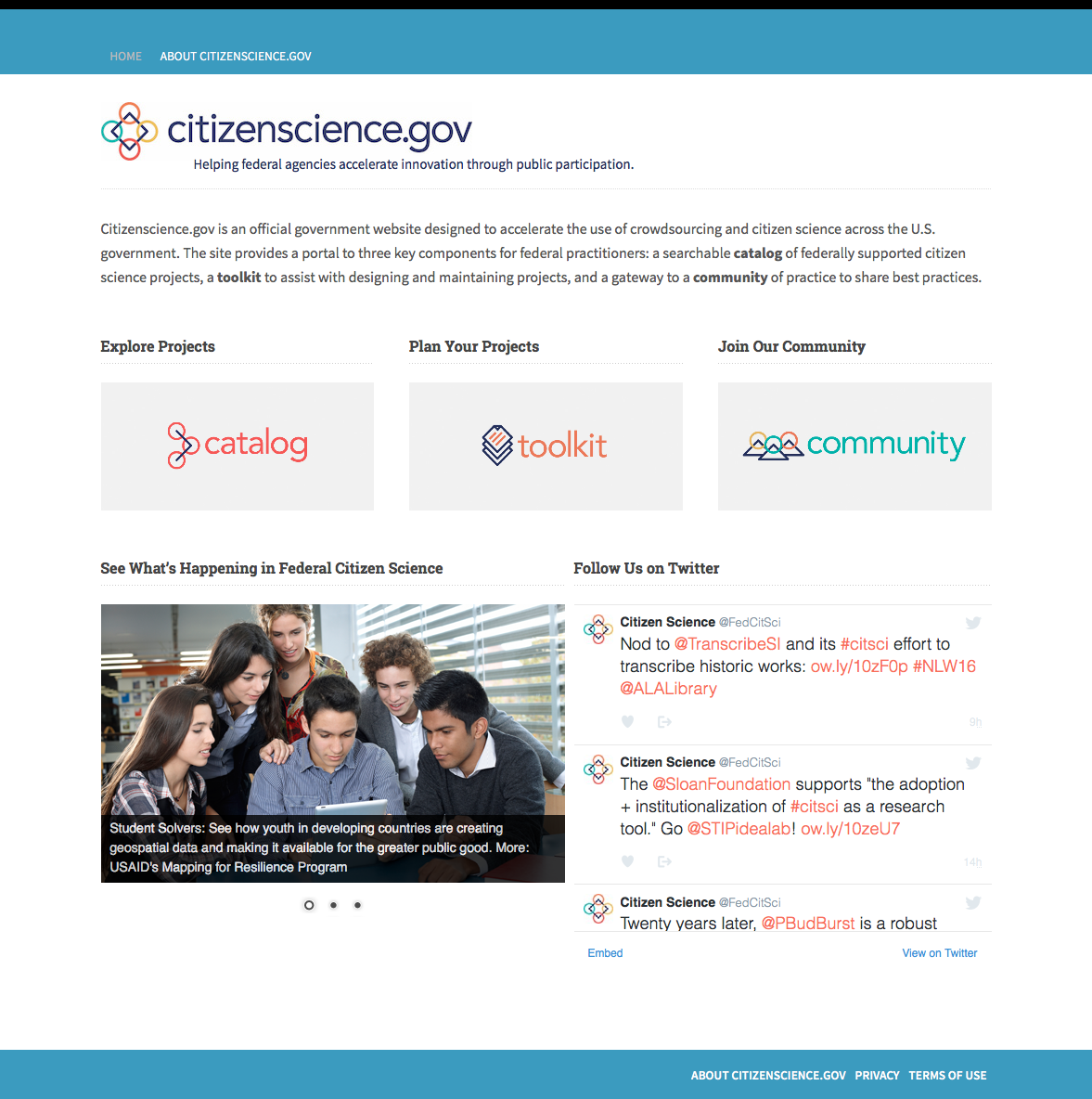 CitizenScience.gov screenshot