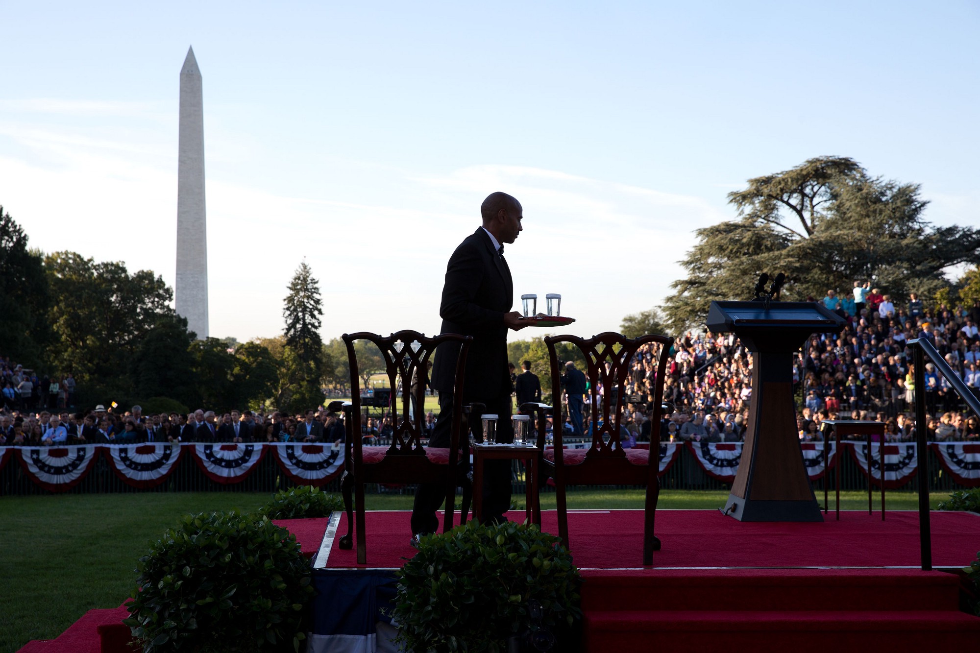 Preparations are made for the State Arrival Ceremony for Pope Francis on the South Lawn, Sept. 23, 2015. (Official White House Photo by Chuck Kennedy)