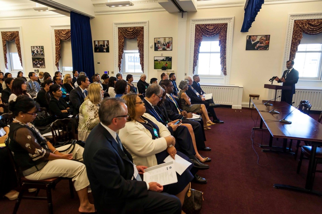 United States Chief Data Scientist DJ Patil speaks on the importance of data disaggregation at the iCount Symposium at the White House, September 15, 2015. (Photo by Will Kim)